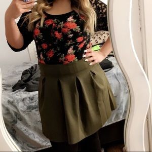 Olive green skater skirt